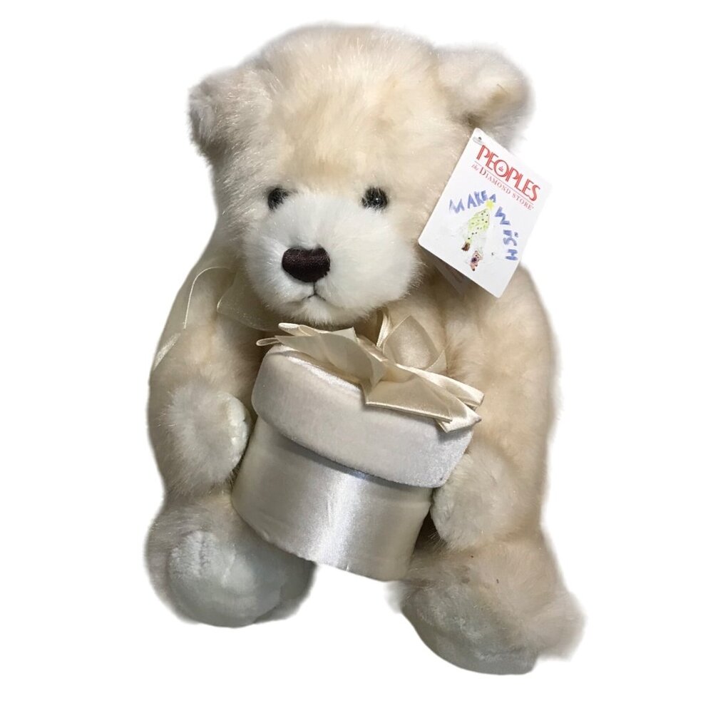 Gund Teddy Bear Peoples Jewellry White W/ Gift Box 12" Proposal Anniversary